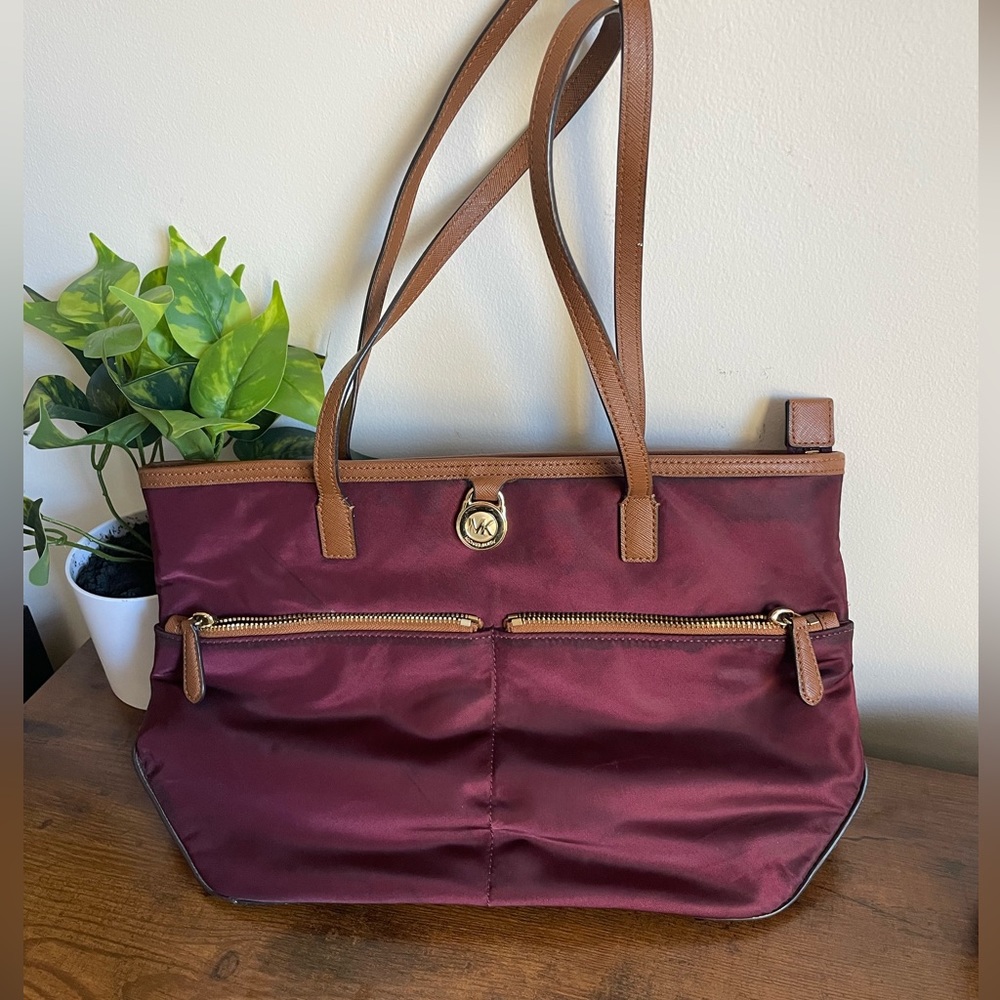 Maroon Michael Kors Kempton Shoulder Bag